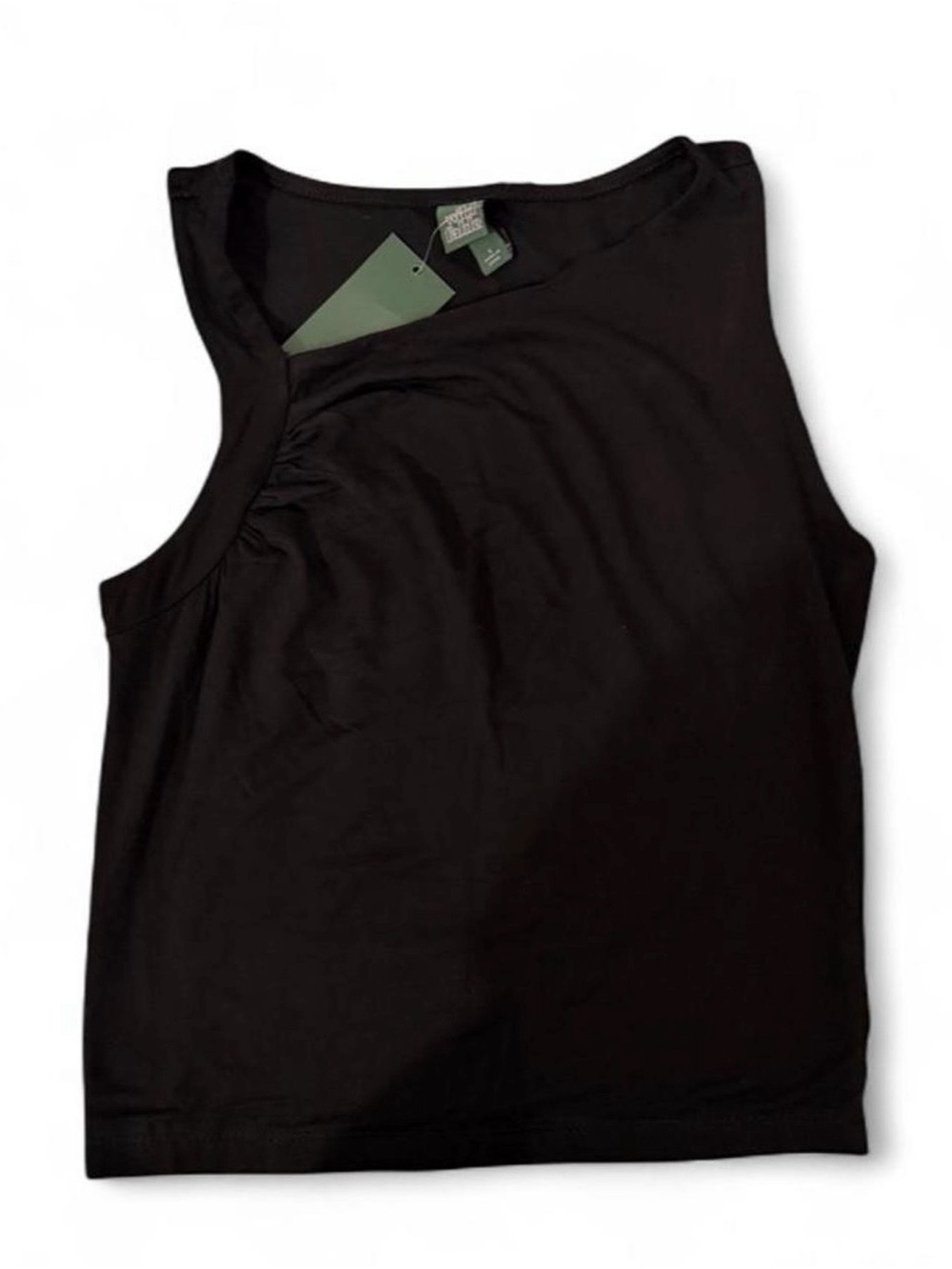 Wild fable Black Sleeveless Ruched Shoulder Tank top